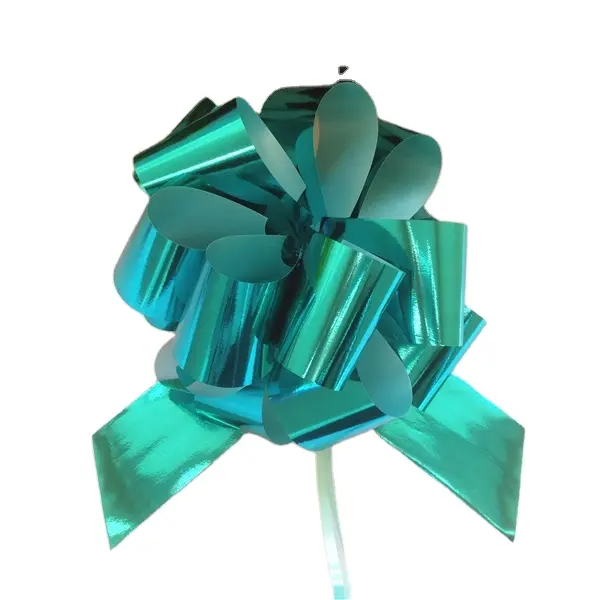 Baskılı ucuz hazır dekorasyon plastik renk çekme kelebek şerit hediye yay