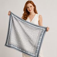 Hoge kwaliteit dames zijden vierkante sjaal grijs wit abstracte geometrische print op maat gemaakte stropdas sjaal voor vrouwelijk cadeau