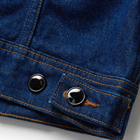 Vente en gros sur mesure 14 oz. Veste en jean pour homme en denim sergé de coton épais, style vintage, avec poches poitrine et taille ajustable