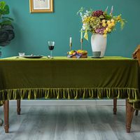 Nappe rectangulaire luxueuse en velours, style rétro campagnard, personnalisable, lavable, avec volants, pour fête et mariage