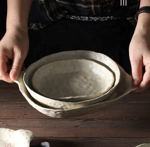 Düzensiz el yapımı fildişi doğal ince taş plaka porselen japon yemek takımı seti - Product Image 6