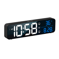 Jam meja digital LED besar dengan tampilan angka, jam dinding elektrik, kalender, dan 2 alarm