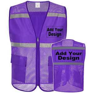 2025 gilet de sécurité américain unisexe personnalisé avec grande maille violet fermeture éclair avant-vêtements réfléchissants 2XL - Product Image 2