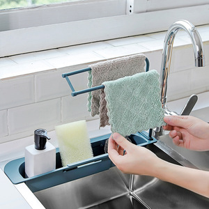 Telescopic Sink Shelf Soap Sponge Drain Rack Expandable Storage Drain Basket Kitchen Organizer Sink Drain Rack