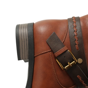 Bottines mi-<span class=keywords><strong>mollet</strong></span> rétro, <span class=keywords><strong>bottes</strong></span> à talon bas avec bride à boucle tressée délicate pour les trajets quotidiens, chaussures décontractées à bout rond pour l'automne/hiver - Product Image 6