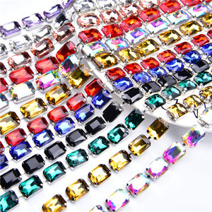Hot-Vente 10X14Mm 13X18Mm Rectangulaire Diamant Chaîne à La Main Serré Couleur Verre Strass Bricolage Vêtements Accessoires D'art Décorations - Product Image 4