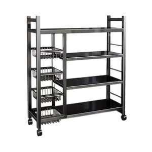 Panier <span class=keywords><strong>de</strong></span> rangement pour légumes <span class=keywords><strong>de</strong></span> cuisine, étagère <span class=keywords><strong>de</strong></span> rangement multi-niveaux en métal sur pied, mobile, pour légumes <span class=keywords><strong>et</strong></span> fruits - Product Image 5