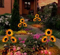 Lampes solaires à piquet en forme de tournesol à trois têtes, LED étanches, lumières de jardin artificielles à brancher dans le sol, pour cour, balcon, festival