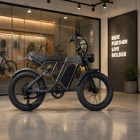Vélo électrique 750W 48V 15AH Noir Pneus larges 20x4.0 Design discret Double suspension Prêt pour les balades nocturnes