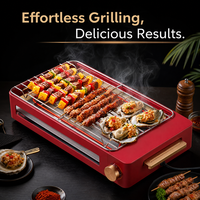 Grill électrique portable grande capacité, facile à nettoyer, barbecue de table Pro-Grill avec plaque amovible, support français pour usage intérieur