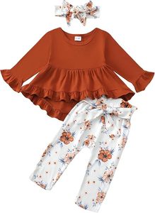 Ropa para Bebé Niña, Conjunto de Camisa con Mangas con Volantes y Pantalones Florales, Ropa de Otoño e Invierno para Niña - Product Image 6