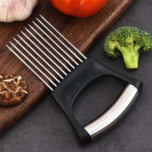 Wholesale 1pc Stainless Steel Onion Slicer Holder Multipurpose Meat Tenderizers Vegetable Potato Tomato Lemon Cutting Tool Full - Product Image 2