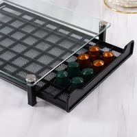 Support Nespresso en verre trempé de haute qualité 60 pièces café Capsule dosette stockage organisateur conteneur café dosette tiroir support
