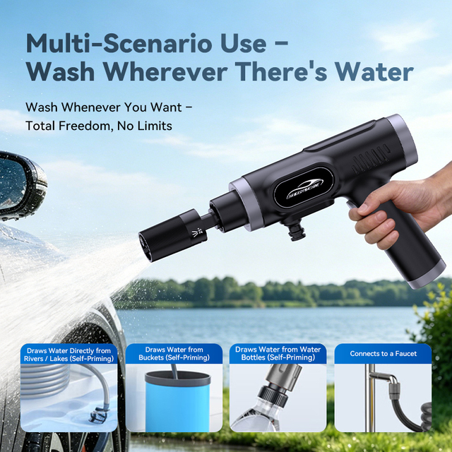 Wholesale 120W Cordless Car Pressure Washer Super Strong Water Spray 10m 1.71Mpa Lithium Battery 28.8Wh Handheld Wash Gun