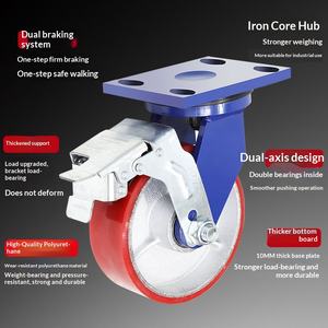 Сверхмощные ролики 4-8 дюймов, универсальные колеса с железным сердечником и полиуретановым покрытием, нагрузка 1 тонна, промышленные козловые колеса - Product Image 4