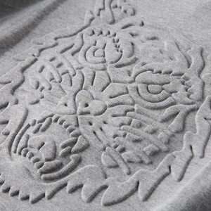 T-shirts personnalisés en coton peigné 100% premium, 260 GSM, épais, tendance, avec motif 3D en relief, coupe oversize, unis et graphiques - Product Image 3