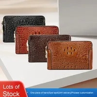 Tas Selempang Pria Motif Kulit Buaya Baru Anti Maling Bisnis Kasual Dompet Pria Tas PU Logo Kustom Dekorasi Tas Clutch