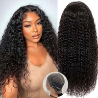 Peluca de encaje frontal rizada kinky, densidad 200, sin pegamento, con cordón invisible, línea de cabello invisible, fácil de usar para principiantes, 18 pulgadas, para mujer