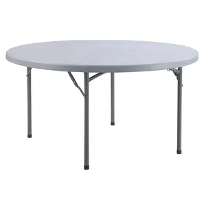 天津便宜的价格优势6英尺实心钢架HDPE桌面派对餐饮租赁塑料折叠户外桌
