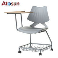 Chaises de formation et de réunion de haute qualité avec tablette d'écriture, chaises de bureau pour conférence avec roulettes