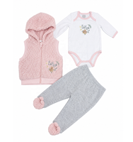 Setelan Romper Vest Celana Bayi Laki-laki Baru Lahir Berkerudung Lucu 0-3 Bulan Bahan Fleece Lembut 3 Potong Pakaian Musim Gugur Musim Dingin Perlengkapan Bayi