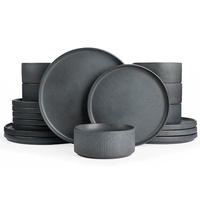Juego de Vajilla de Cerámica para 4 Personas, 12 Piezas, Platos y Tazones con Esmalte Reactivo, Aptos para Microondas/Lavavajillas, Sostenibles, Modernos y de Lujo
