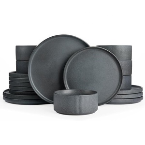 Services de table <span class=keywords><strong>en</strong></span> <span class=keywords><strong>grès</strong></span> céramique pour 4 personnes, 12 pièces, assiettes et bols à glaçure réactive, compatibles micro-ondes/lave-vaisselle, durables, modernes et luxueux - Product Image 4