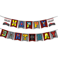 Artículos de Fiesta Temáticos de Carreras de Autos de Dibujos Animados, Pancarta de Feliz Cumpleaños, Adorno para Pastel para Niños, Decoraciones para Fiestas de Cumpleaños