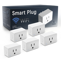 Lot de 5 prises intelligentes Wi-Fi 15A 1800W, compatibles Alexa et Google Assistant, contrôle à distance et par groupe, sans hub, certifiées ETL FCC, 2,4 GHz uniquement