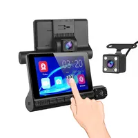 Новый Автомобильный видеорегистратор Камера с функцией ночного видения, g-сенсором, широкоугольный Full Hd 4 дюймовый сенсорный экран 3 трехместных значение объектива Видео рекордер Dash Camera для автомобилей