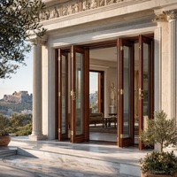 Portes pliantes modernes en alliage d'aluminium avec double vitrage trempé pour hall, patio extérieur contemporain, entrée d'hôtel, résistantes aux rayures