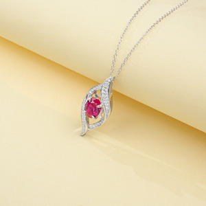 925 Sterling Silver Niche Design Ruby Necklace - Product Image 2