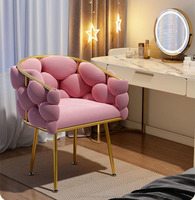 Chaise de salle à manger moderne en lin, style luxe léger, tabouret de maquillage, chaise de coiffeuse, pieds en métal, dossier, pour nail art - Vente en gros