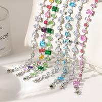 Bracelet Dina polyvalent de luxe en acier inoxydable plaqué argent avec cristaux colorés, géométrique et tendance, bijou haut de gamme pour femme au quotidien