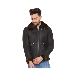 Chaqueta Bomber Unisex Casual Holgada de Cuero Genuino con Cuello Alto, Cierre de Cremallera, Color Sólido Camuflaje, Resistente al Viento e Impermeable para Invierno - Product Image 1