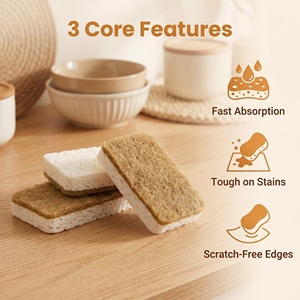 Esponjas de Cocina Ecológicas de Sisal Natural y Celulosa, Absorbentes, de Doble Cara, No Rayan, para Platos, Ollas y Sartenes - Product Image 2