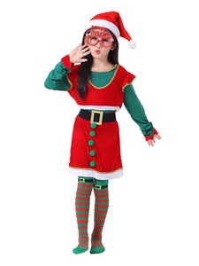 Girls Christmas Party Performance Costume <strong>Sweet</strong> <strong>Elf</strong> &amp; Santa Claus Cosplay Fancy Dress for Kids of All Ages