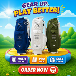 <span class=keywords><strong>Sac</strong></span> <span class=keywords><strong>de</strong></span> <span class=keywords><strong>golf</strong></span> haut <span class=keywords><strong>de</strong></span> gamme en cuir PU imperméable <span class=keywords><strong>avec</strong></span> cadre léger, plusieurs poches, design écologique et durable pour 14 clubs - Product Image 1