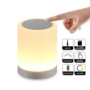 Logotipo personalizado Led Lámpara táctil Altavoz de mesa portátil Pc Audio Lámpara de escritorio Altavoz Luz de luna con altavoz para vacaciones de Navidad