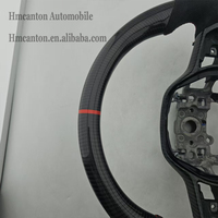 Nouveau Volant en Fibre de Carbone Microsuède Rouge à Rayures Supérieures Populaire Compatible avec Honda Civic 11ème Génération
