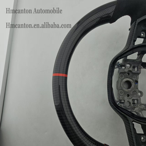 Nouveau volant en fibre de carbone Alcantara rouge à rayures supérieures, compatible avec Honda Civic 11e génération - Product Image 5