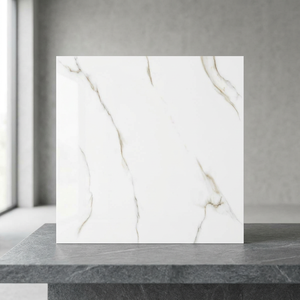 Azulejos de Porcelana con Efecto Mármol Blanco Ártico, 600x600mm, Acabado Brillante Pulido, para Pisos Interiores - Product Image 5