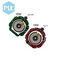MLK Micro USB Type C 10W/15W 12V Pengisi Daya Nirkabel Pad Pengisian Daya PCBA Pemancar Pengisi Daya Nirkabel Ponsel PCB Pemancar