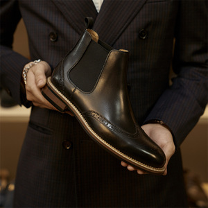 Elegant Brown Top Grain <b>Cow</b> hide Short Boots with Breathable Lining and Wear Resistant for Daily Commute and Outdoor Activities - Product Image 1