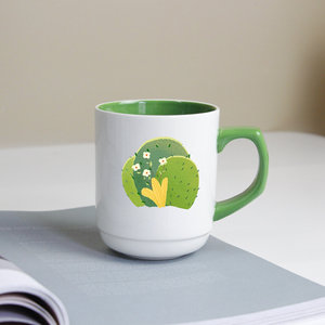 Taza de Café de Cerámica <span class=keywords><strong>con</strong></span> Diseño Floral de Peonía, Asa Verde, Interior de Porcelana Blanca, Ilustración Botánica, <span class=keywords><strong>con</strong></span> Caja de Regalo LEXI - Product Image 3