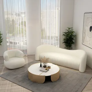 Ba chỗ ngồi CỪU NHUNG sofa Bắc Âu hậu hiện đại đơn giản 1 mảnh màu trắng phòng ăn ghế sofa phòng khách sofa cắt hiện đại