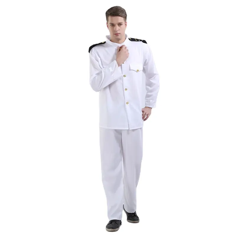Uniforme de capitaine de la marine pour adultes, Costume de luxe pour hommes, tenue de carnaval, vente en gros