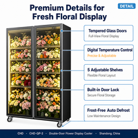 Réfrigérateur commercial vertical pour fleurs fraîches, vitrine de fleuriste avec étagères réglables, vente chaude