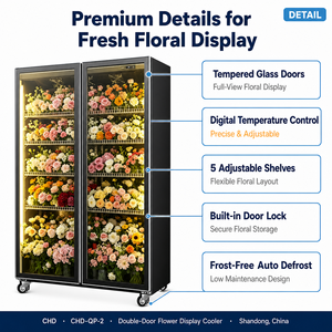 Réfrigérateur commercial vertical pour fleurs fraîches, vitrine de fleuriste avec étagères réglables, vente chaude - Product Image 2
