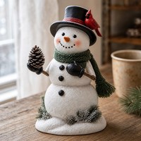 Figurine de bonhomme de neige de Noël en résine, décoration de table, oiseau cardinal, décoration d'intérieur pour les fêtes d'hiver